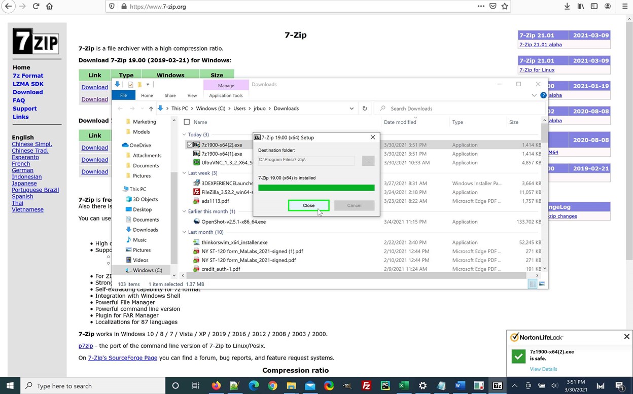 7-Zip installation is now completed